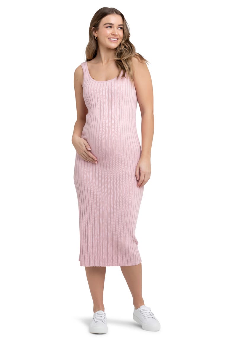 Carmen Rib Maternity Dress, Alternate, color, PINK