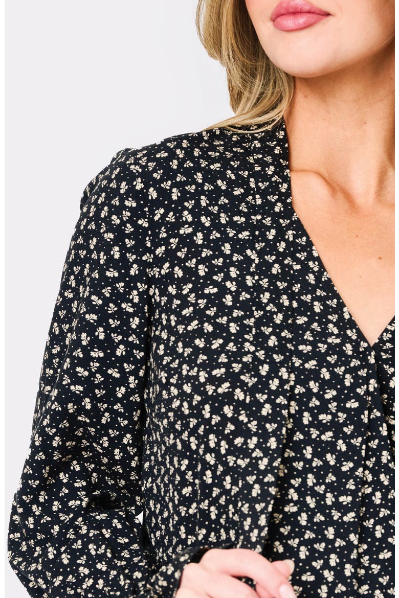 Floral Surplice Tie Neck Top, Alternate, color, BLACK BOHO FLORAL