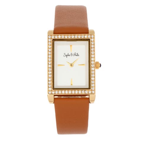 Wilmington Leather-Band Watch w/Swarovski Crystals