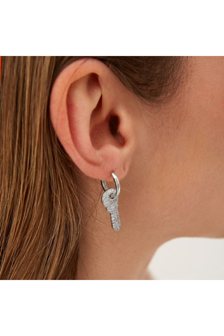 Key Silver Hoop Sterling Silver Earring, Alternate, color, Silver