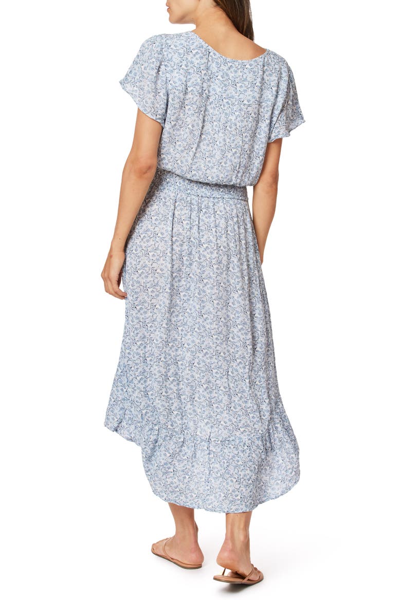 Ariel Drawstring Waist Midi Dress, Alternate, color, BLUE FLORAL