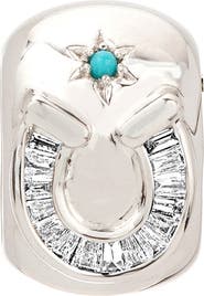Adina Reyter Turquoise & Diamond Horseshoe Lucky Big Bead Charm