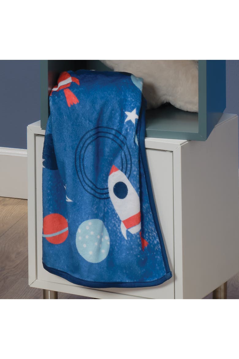 Space Galaxy Blue Rockets/Planets/Stars Baby Blanket, Alternate, color, Blue