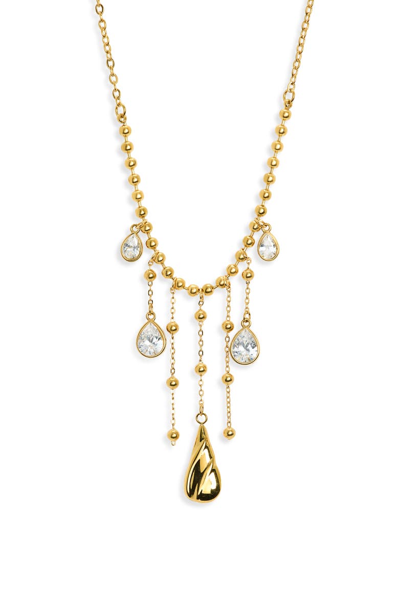 Nori Cubic Zirconia Drop Pendant Necklace, Main, color, GOLD