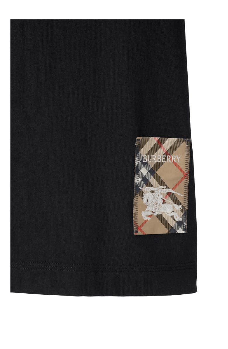 Burberry Check Label Cotton T-shirt, Alternate, color, Black