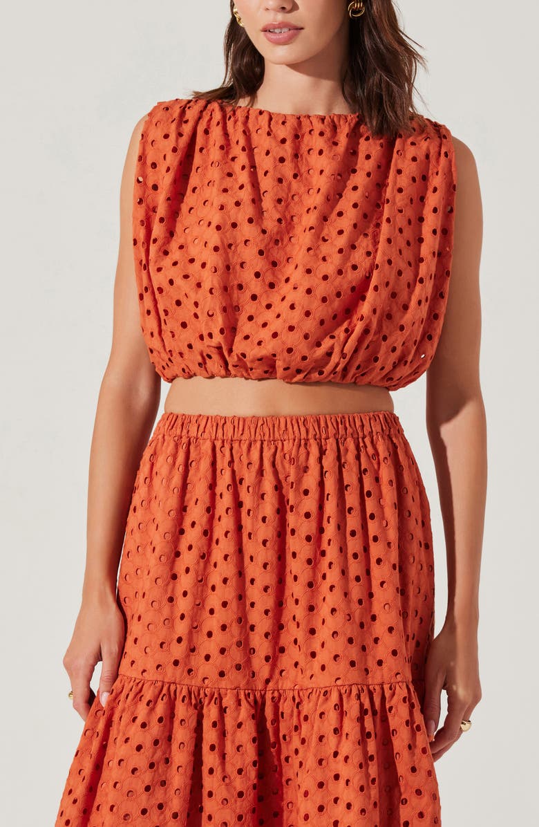 ASTR the Label Nalley Sleeveless Eyelet Top, Alternate, color, Rust
