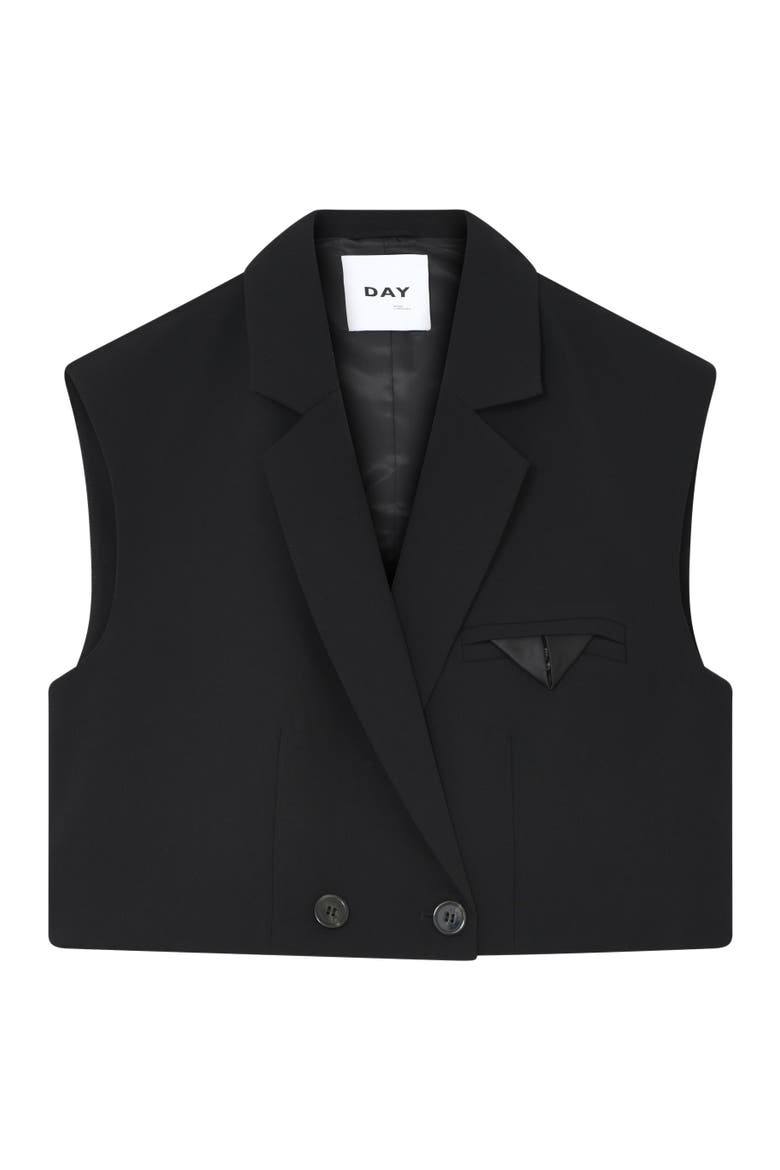 Marnie Cropped Gabardine Waistcoat, Alternate, color, Black