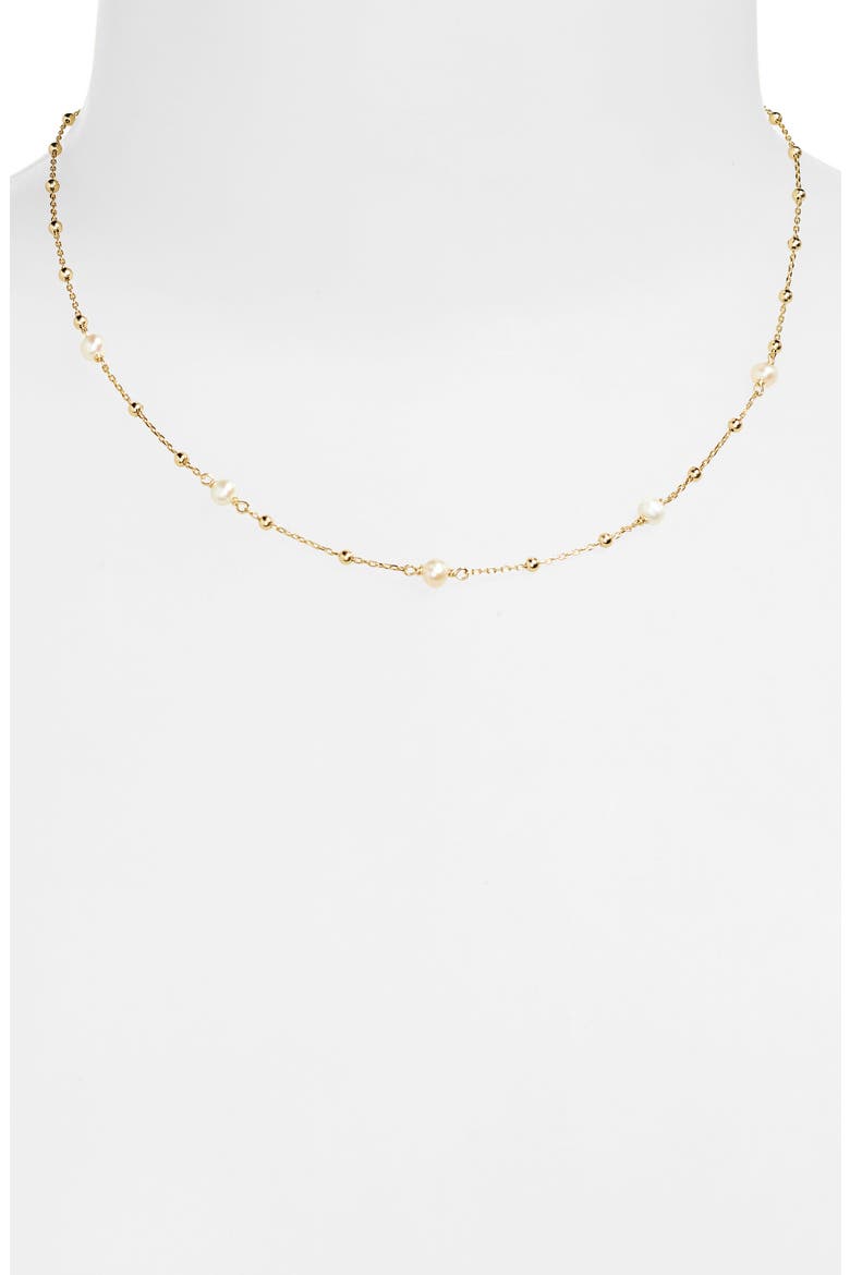 Freshwater Pearl Ball Chain Necklace, Alternate, color, GOLD