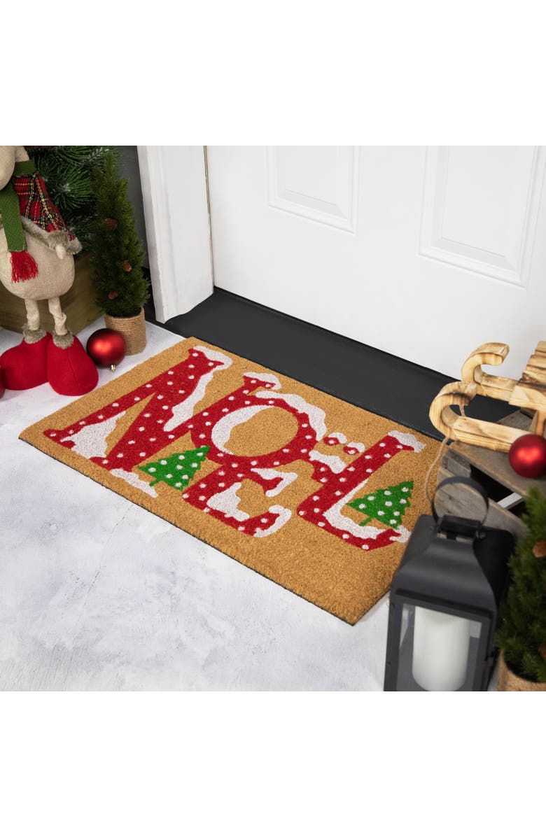 Northlight Brown and Red "Noel" Natural Coir Outdoor Christmas Doormat 18" x 30", Alternate, color, 