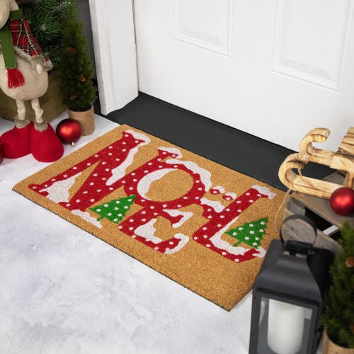 Northlight Noel Natural Coir Indoor Rectangular Doormat In Brown