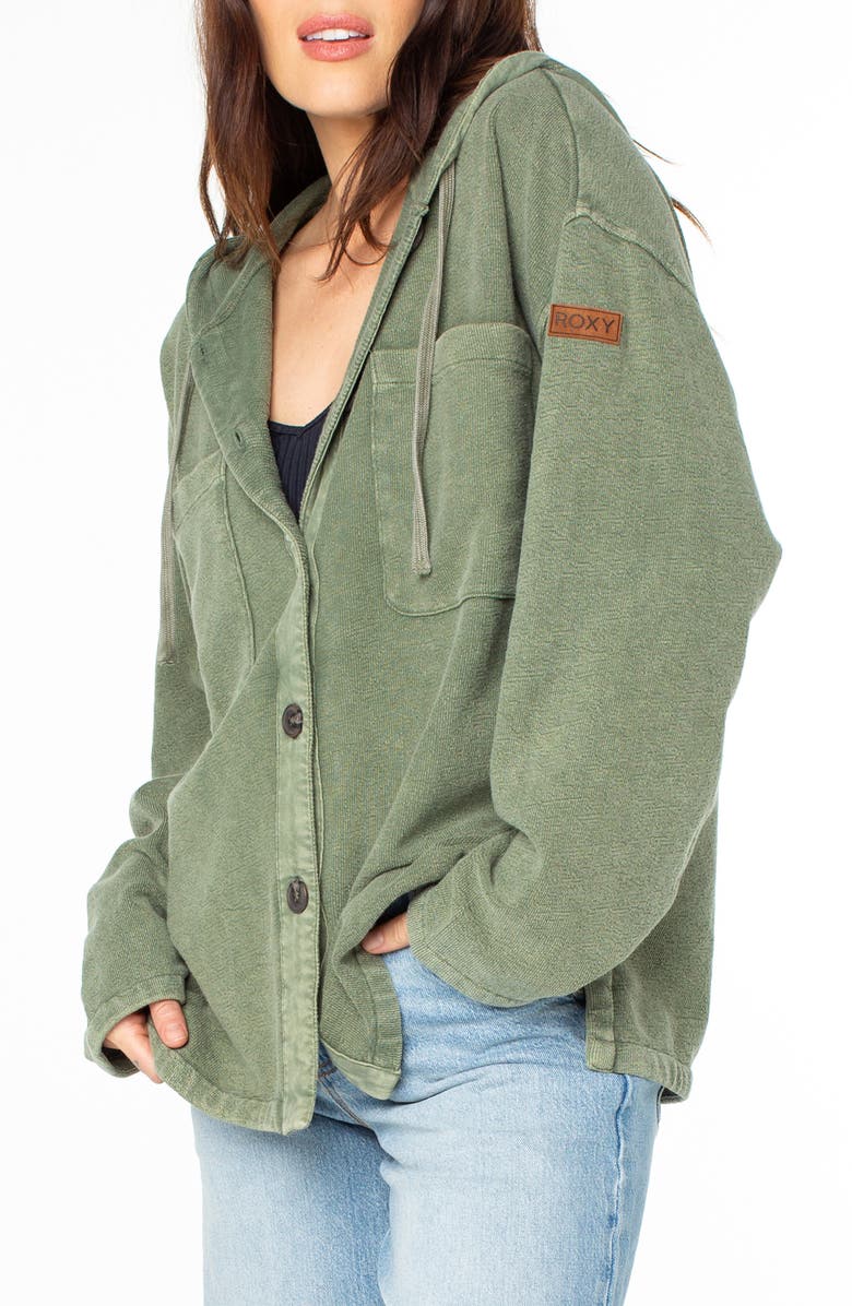 Roxy Clear Water Cotton Hooded Shacket, Alternate, color, 