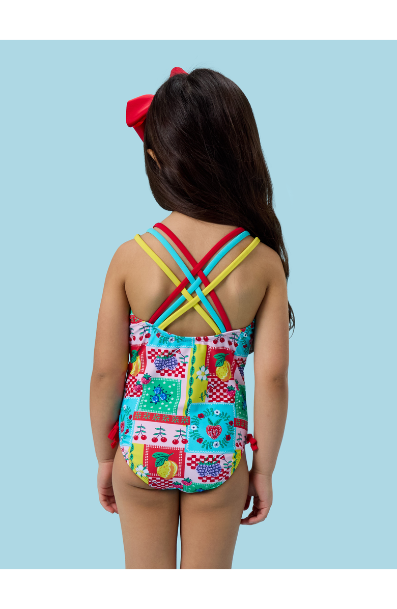 RuffleButts Girls UPF50+ Sun Protected Cross-Back One Piece, Alternate, color, Picnic Party