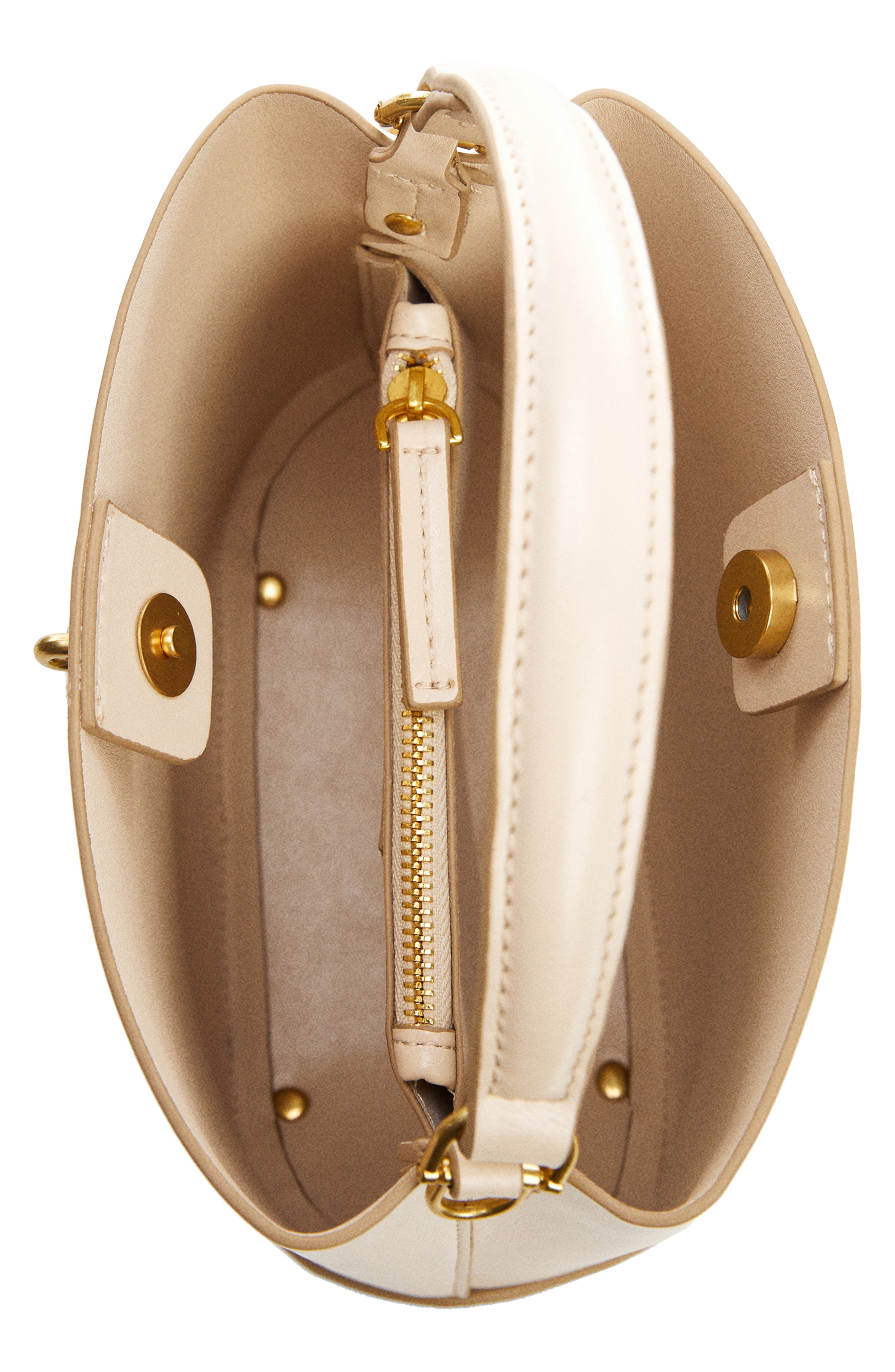 MANGO Mini Faux Leather Shopper Bag, Alternate, color, Off White