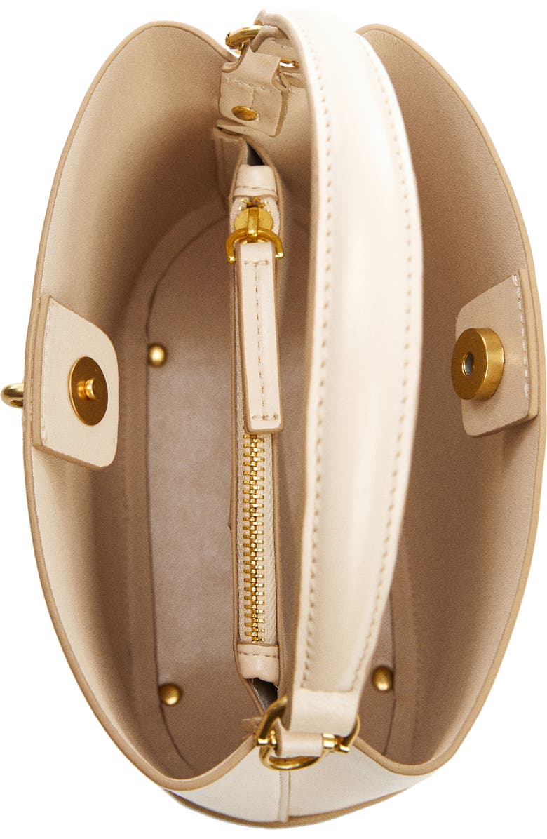 MANGO Mini Faux Leather Shopper Bag, Alternate, color, Off White