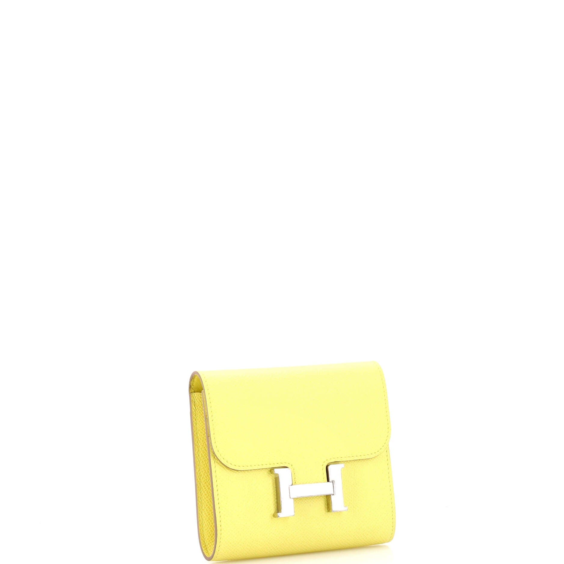 Pre-Owned Hermes Constance Wallet Epsom Compact, Alternate, color, Soufre