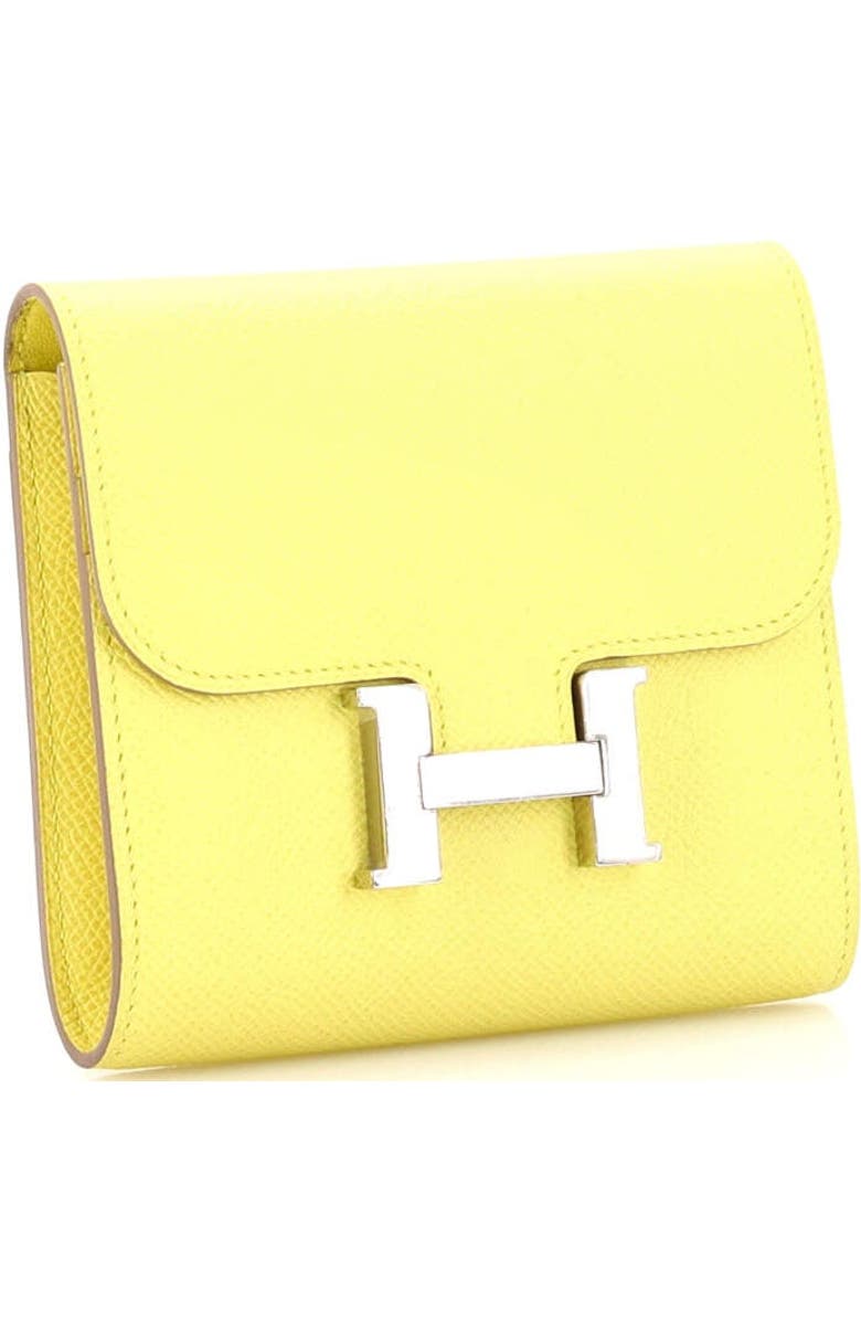 Pre-Owned Hermes Constance Wallet Epsom Compact, Alternate, color, Soufre