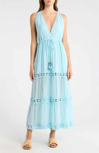 Cutout Trim Sleeveless Cover-Up Maxi Dress