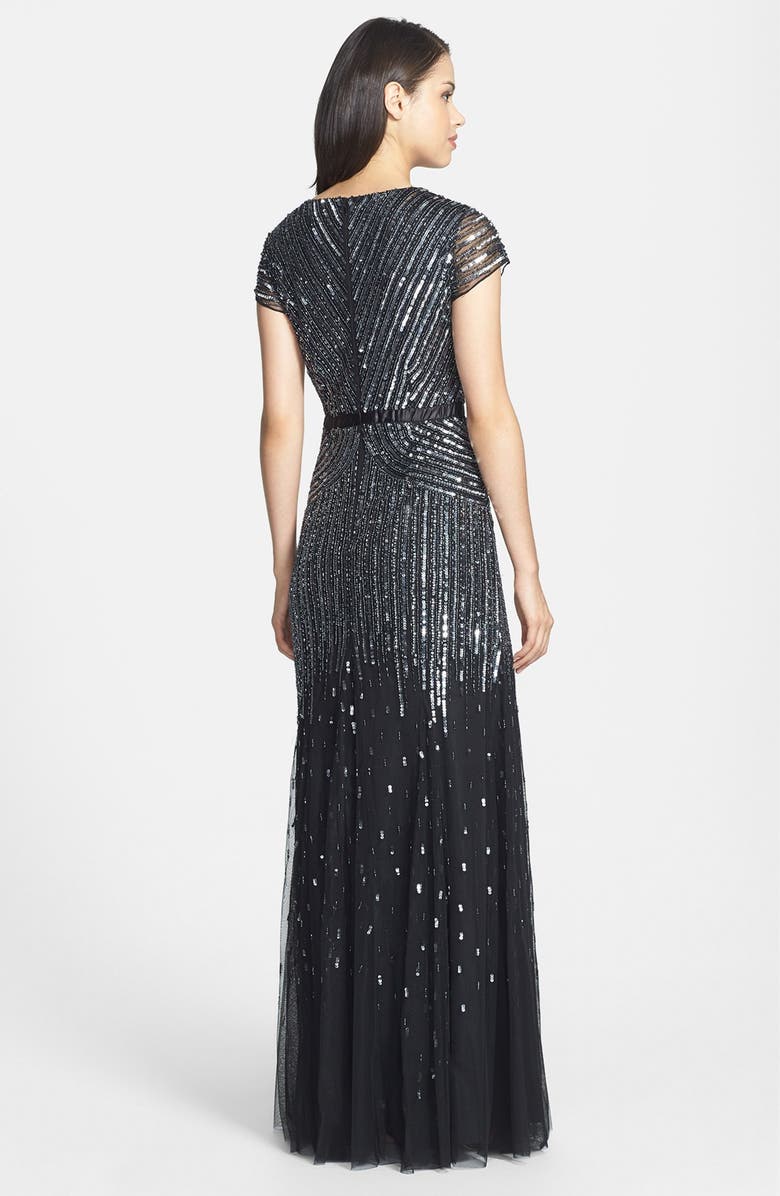 Adrianna Papell Embellished Mesh Gown, Alternate, color,