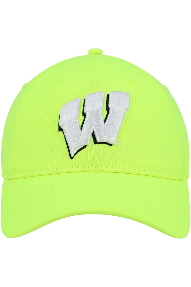 Men's Under Armour  Neon Green Wisconsin Badgers Signal Caller Performance Adjustable Hat, Alternate, color, Neon Green