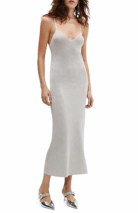 MANGO Metalllic Knit Slipdress