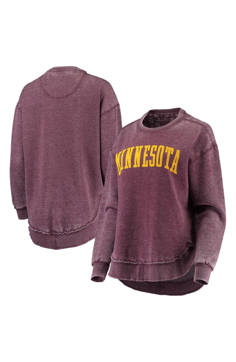 PRESSBOX Women's Pressbox Maroon Minnesota Golden Gophers Vintage Wash Pullover Sweatshirt, Main, color,