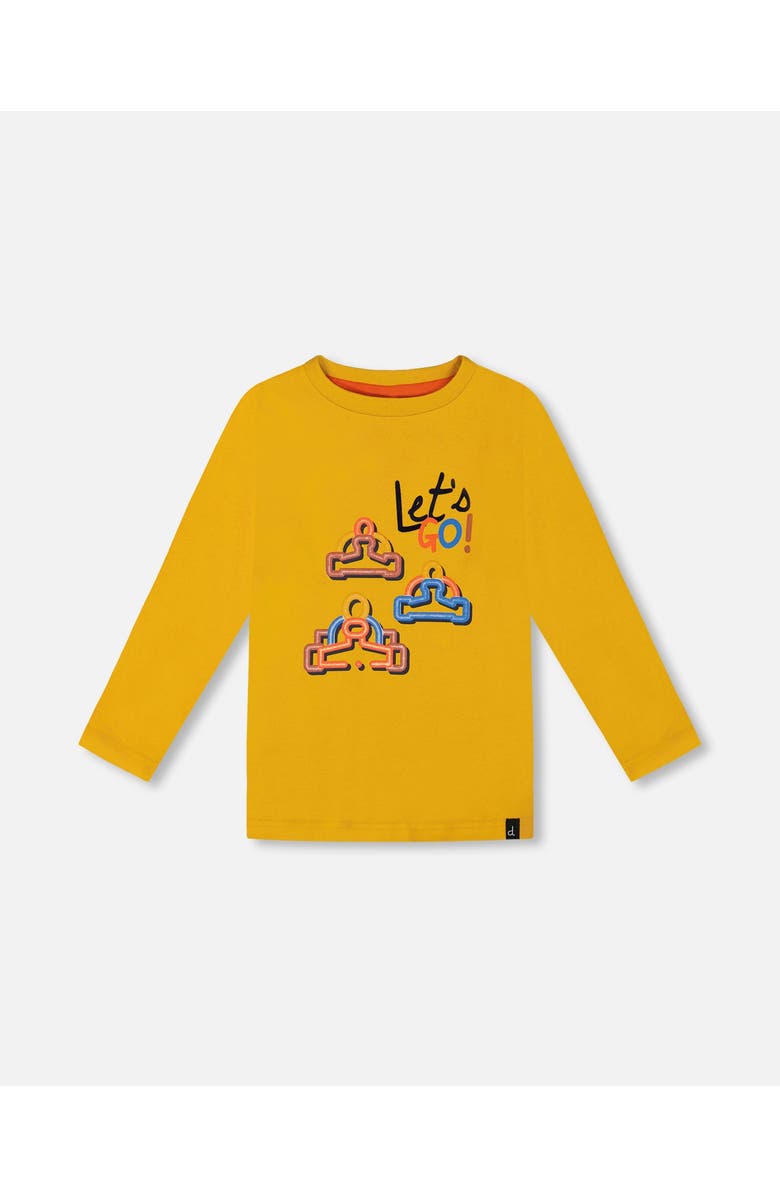 Deux par Deux Little Boy's T-Shirt With Print Mustard Yellow, Main, color, Mineral Yellow
