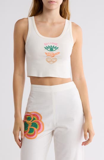 Billabong X Mami Wata Icons Sun Crop Graphic Tank In White