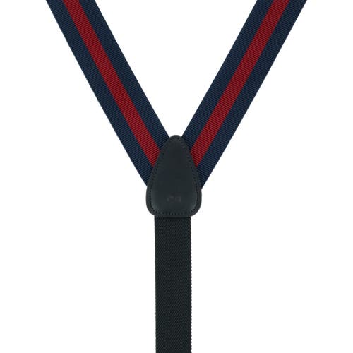 Trafalgar Oliver Stripe 35mm Convertible Suspenders In Blue