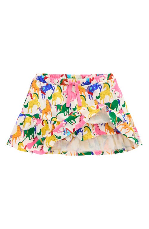 Mini Boden Kids' Floral Cotton Jersey Skort In Multi Rainbow Horse