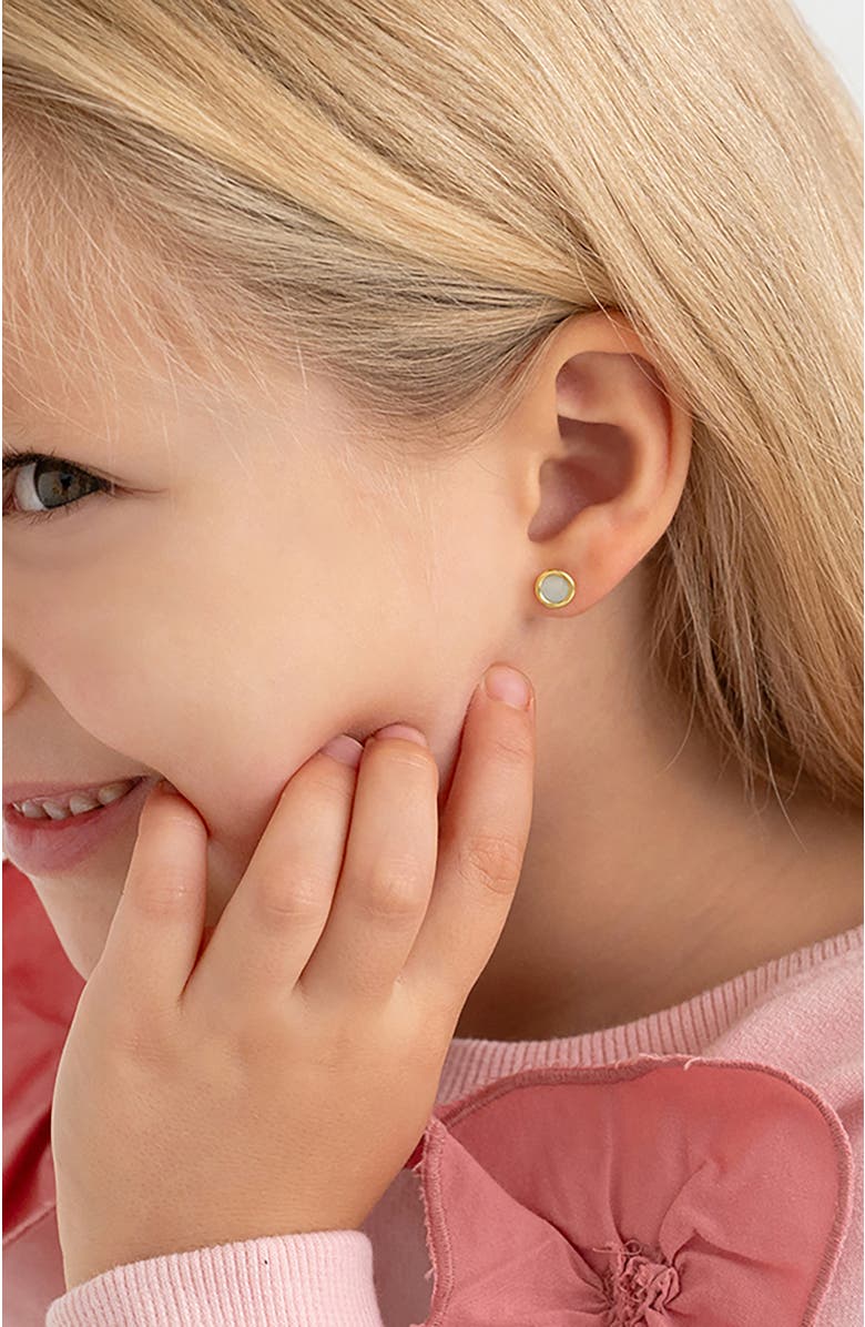 In Season Jewelry 14k Mother of Pearl Bezel Earrings, Alternate, color, White