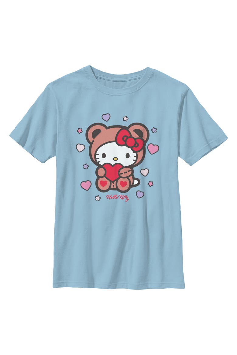 Boy's Hello Kitty Cute Valentine Bear  Graphic T-Shirt, Main, color, Light Blue