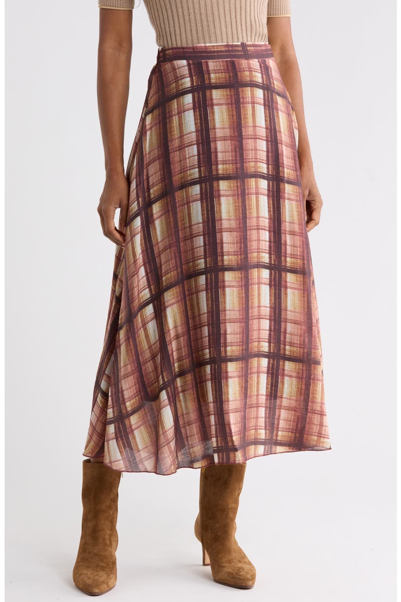 Plaid Midi Skirt, Main, color, AUTUMN PLAID