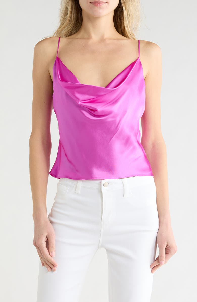 L'AGENCE Calista Cowl Neck Silk Camisole, Main, color, Bright Purple