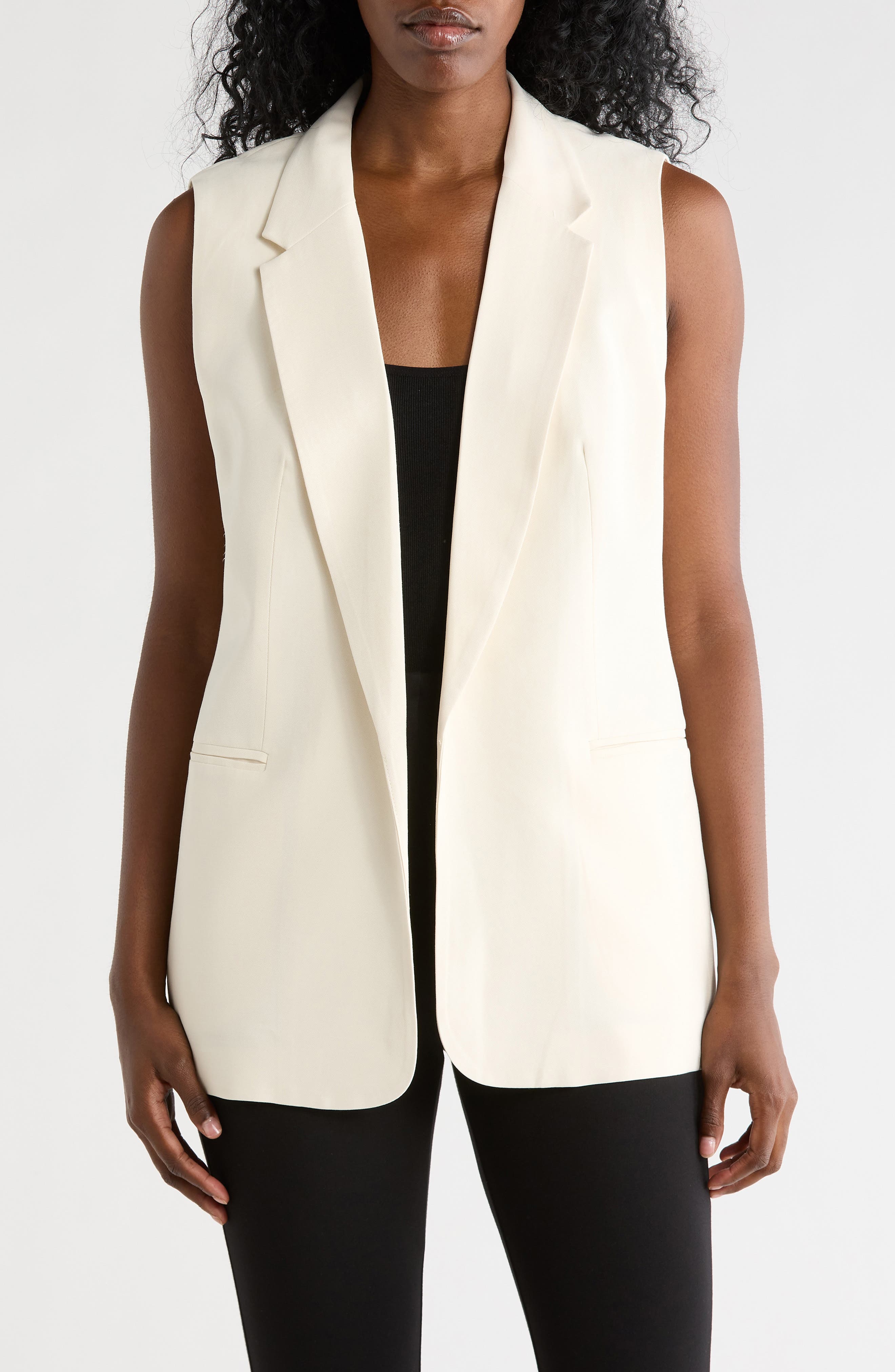T Tahari Notch Lapel Longline Vest