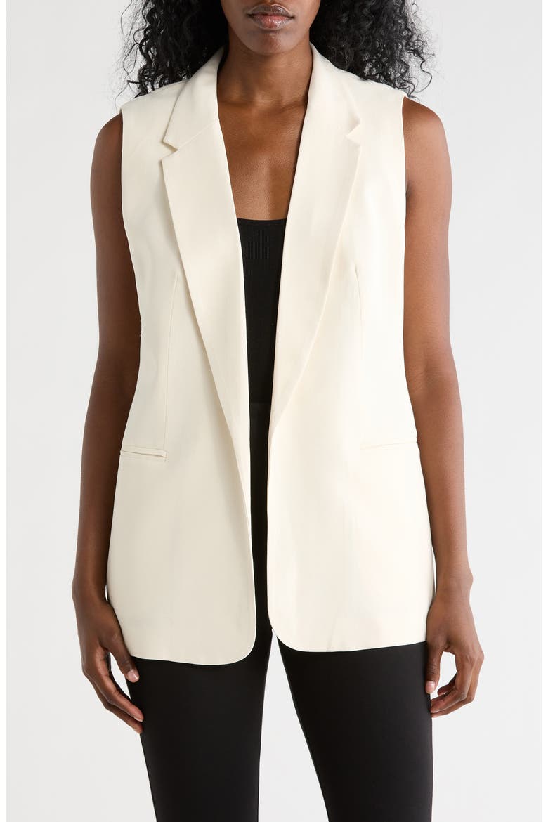 Notch Lapel Longline Vest, Main, color, TOASTED BEIGE