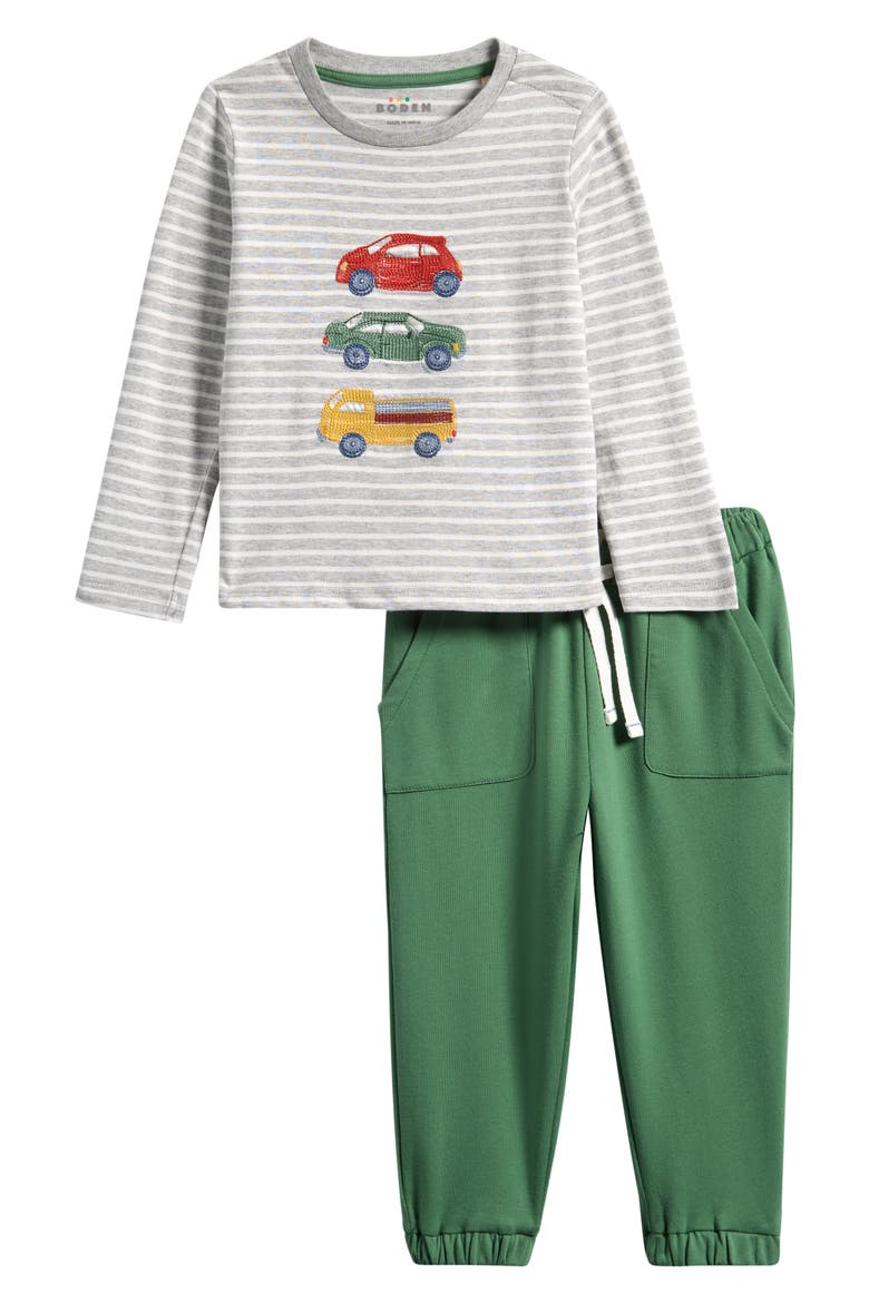 Appliqué Jersey Two-Piece Play Set, Main, color, GREEN CARS