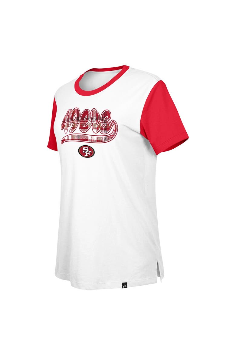 Women's New Era White/Scarlet San Francisco 49ers 3rd Down T-Shirt, Alternate, color, White