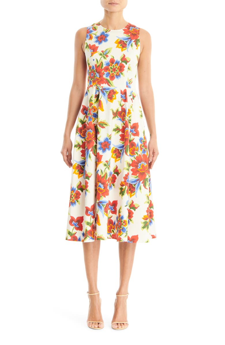 Carolina Herrera Sleeveless A-Line Midi Dress, Main, color, 