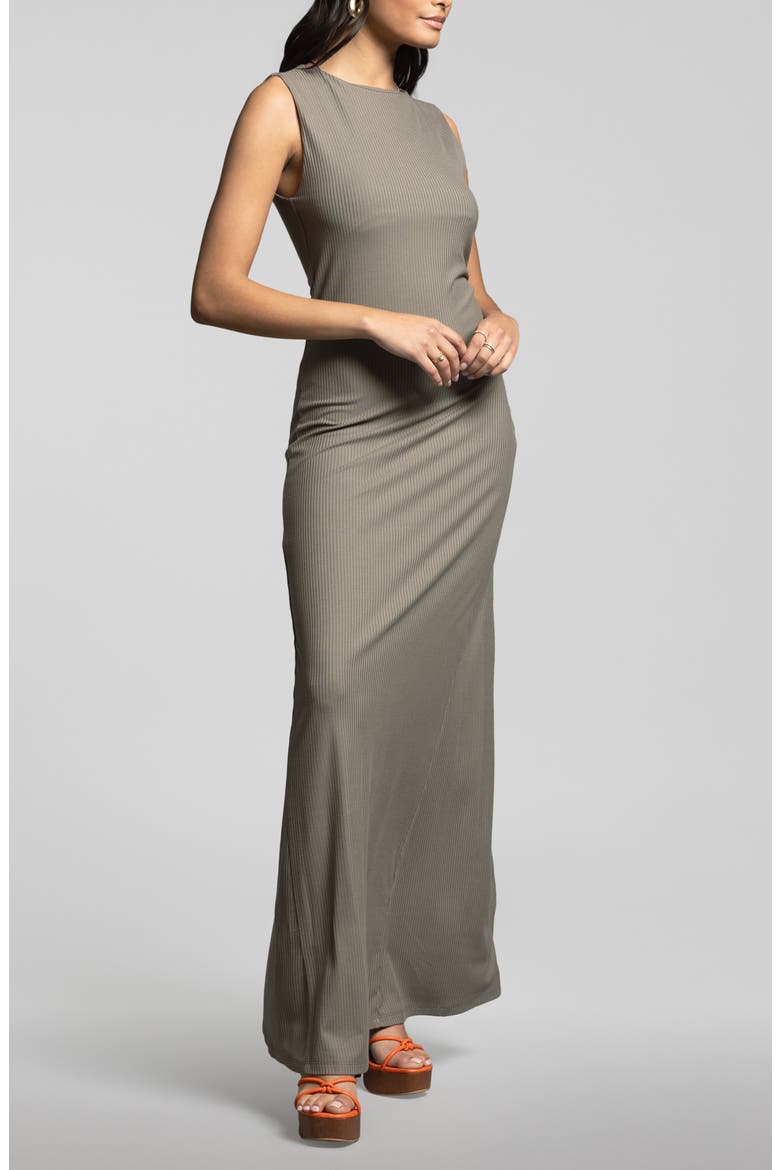 Leighton Sleeveless Rib Maxi Dress, Alternate, color, SMOKEY OLIVE