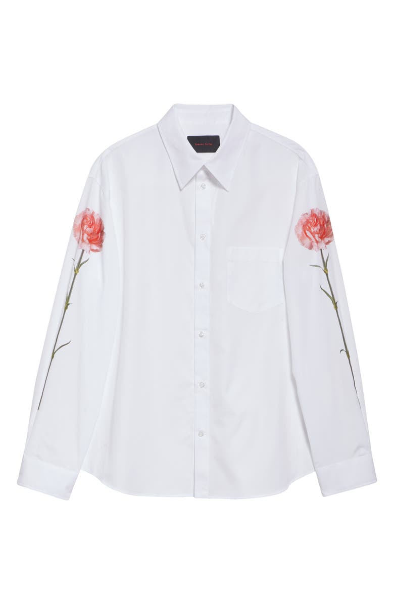 Simone Rocha Carnation Print Cotton Poplin Button-Up Shirt, Alternate, color, 