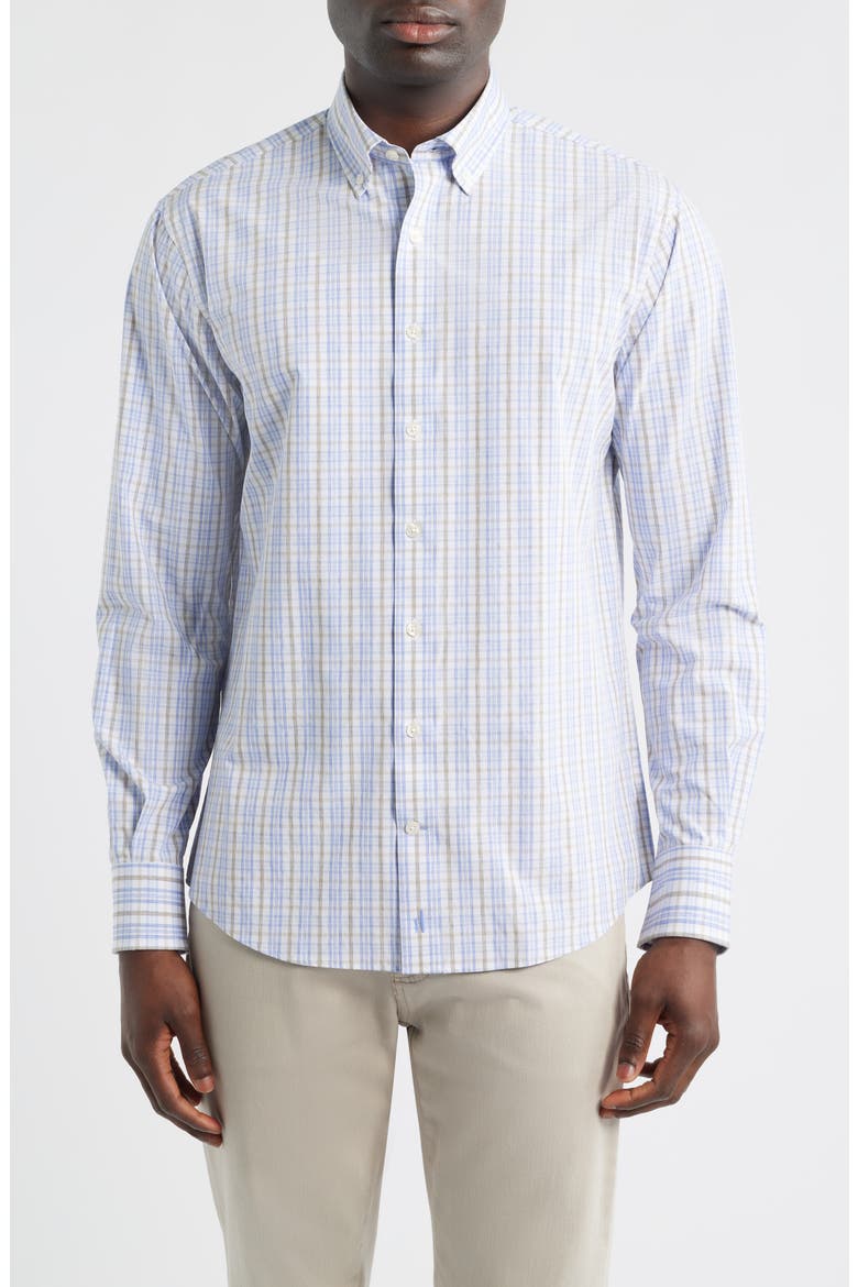 Tinsley Plaid Everyday Performance Button-Down Shirt, Main, color, LAGUNA BLUE