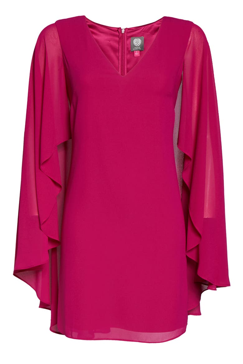 Cape Back Shift Dress, Alternate, color, MAGENTA