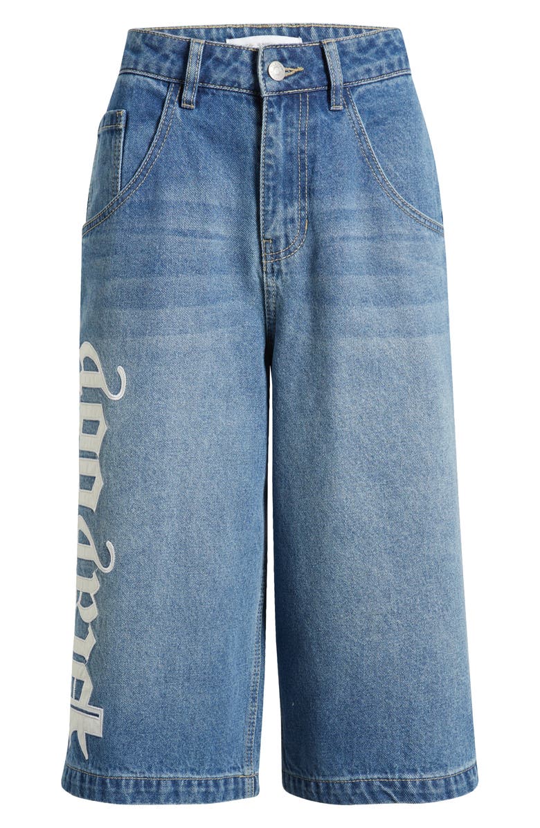 PTCL x Playboy Gothic Logo Denim Shorts, Alternate, color, 