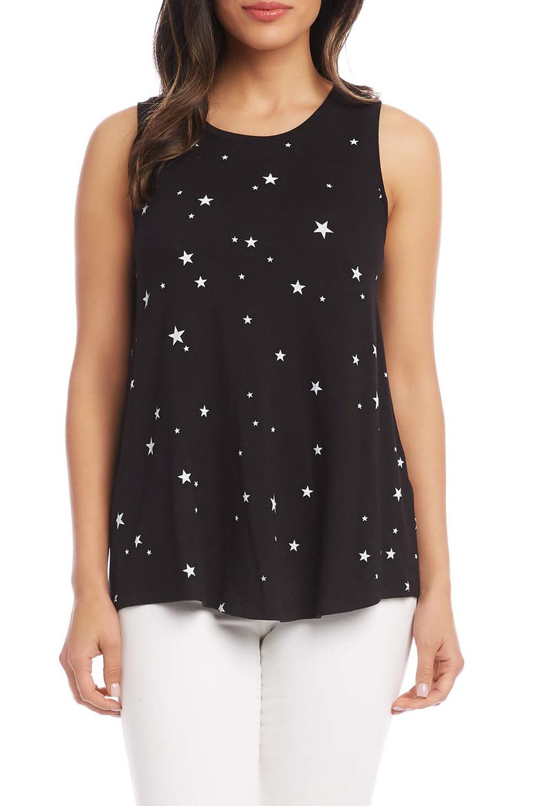 Star Print Tank Top, Main, color, BLACK