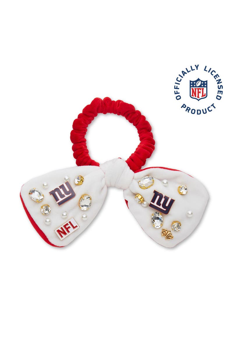 Lele Sadoughi New York Giants Bow Scrunchie, Main, color, Ivory Red Multi 999
