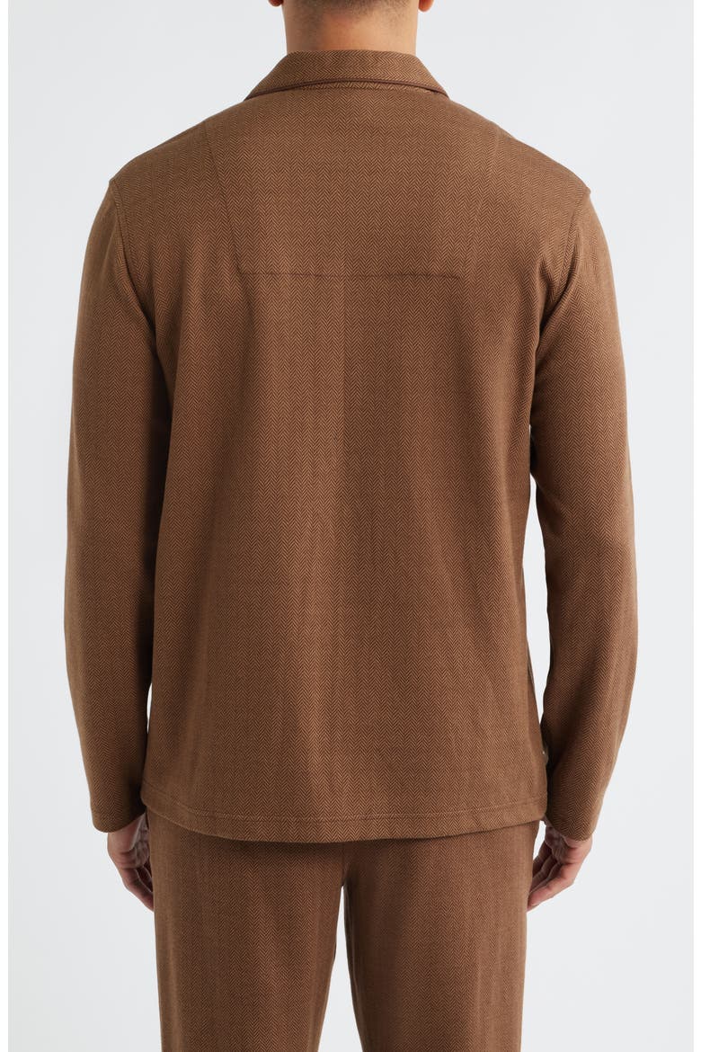 Herringbone Twill Pajama Top, Alternate, color, BROWN