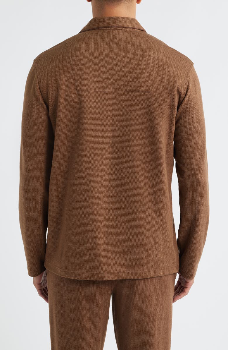 Polo Ralph Lauren Herringbone Twill Pajama Top, Alternate, color, Branch Brown