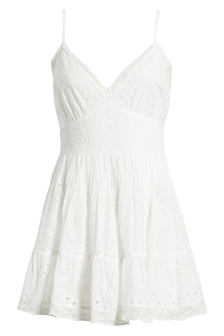 Azar Eyelet Lace Minidress, Alternate, color, WHITE
