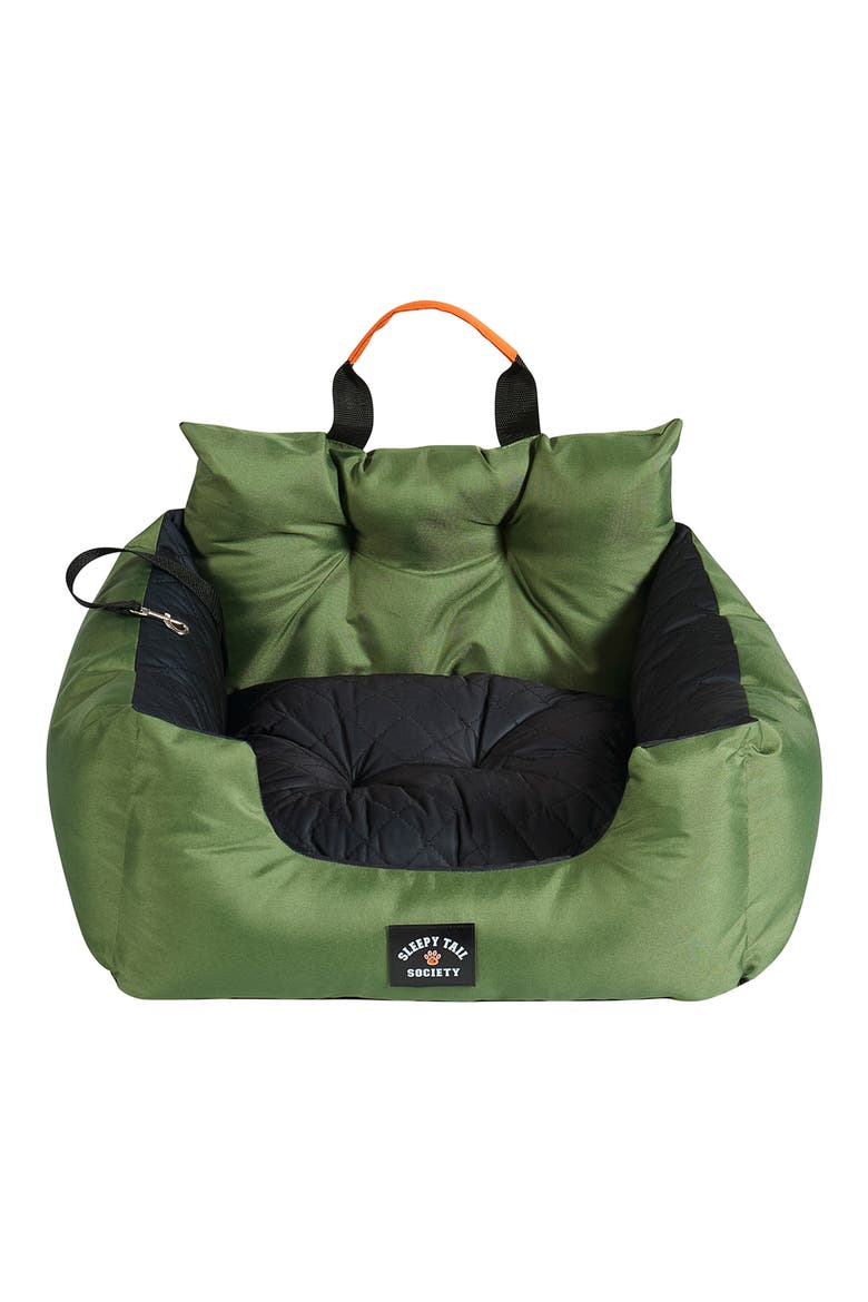 Sleepy Tail Society Cooling Pet Car Seat, Alternate, color, GREEN/ BLACK