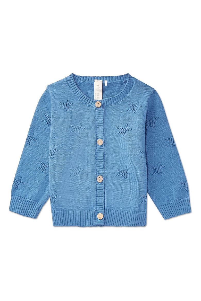Baby and Toddler Star Pattern Cotton Cardigan, Main, color, Blue Indigo